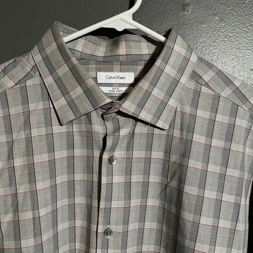 Craft Klein long sleeve button up white gray with stripes XL.